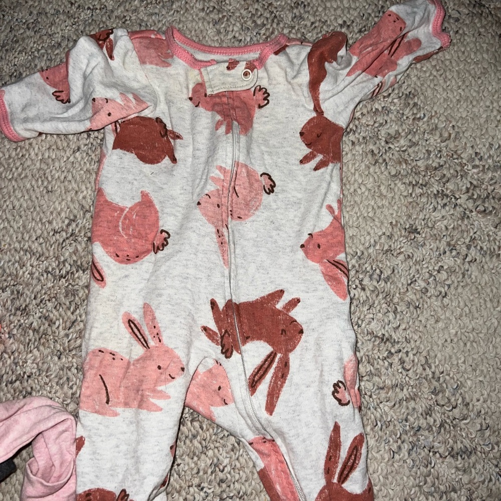 Carter's Pink and Brown Bunny Print Footie